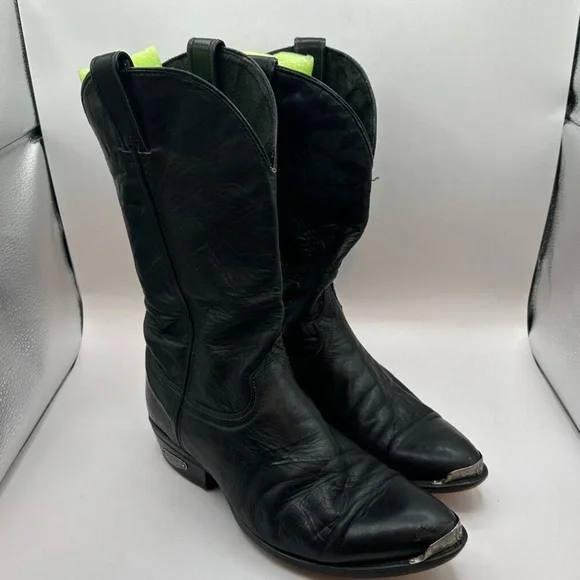 Code West women’s black Leather Cowgirl boots Toe Guard 9.5 D USA Vintage - Picture 9 of 16